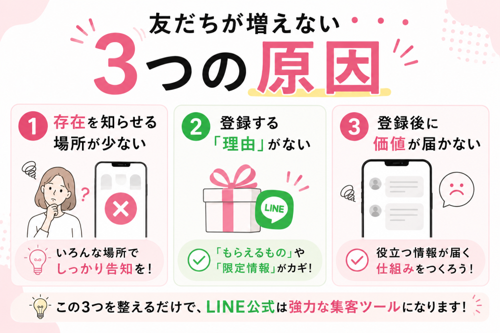 LINE公式の友だちが増えない3つの理由と解決策【群馬・地方ビジネス向け】