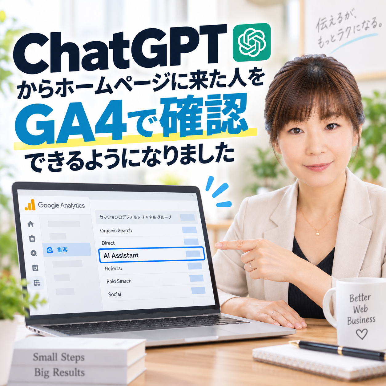 ChatGPTからホームページに来た人をGA4のAI Assistantで確認する