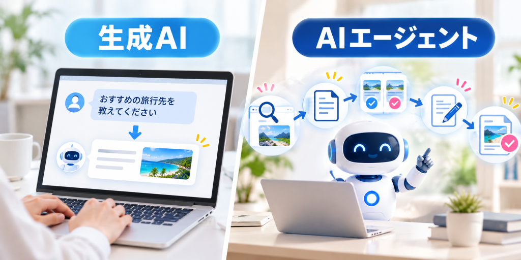 生成AIとAIエージェントの比較